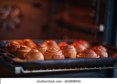 Cinnamon Rolls Are Baked In The Oven