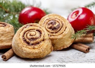 Cinnamon Rolls On Christmas Eve Table