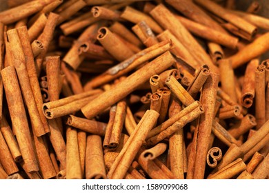 Cinnamon Stick Top View As A Food Pattern Background - Image