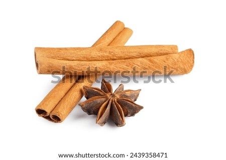 Cinnamon sticks and anise star isolated on white
