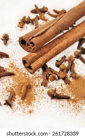 Cinnamon Sticks And Cloves. Aroma Spices.
