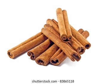 Cinnamon Sticks On White Background