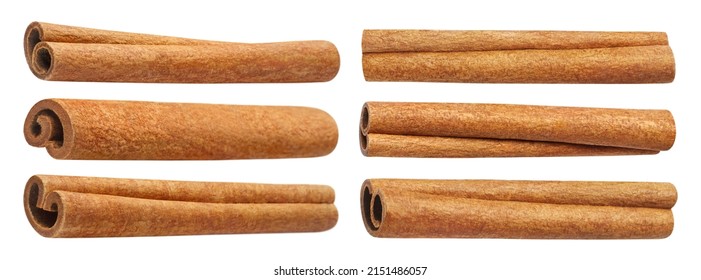 Cinnamon sticks set, isolated on white background