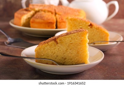 Cinnamon Tea Cake, Sliced And Served