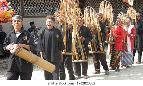 Ciptagelar, Indonesia - August 8 2019 : Dogdog Lojor, Angklung, Rengkong Are  Traditional Music Instrument Use In Kasepuhan Ciptagelar Seren Taun Or Harvest Festival. 