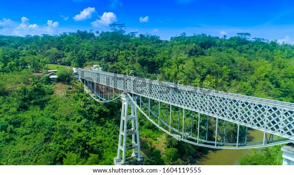 Cirahong Bridge, A Double Deck\
Structure of Metal Railway Bridge and Car Bridge Underneath Made by\
Dutch Colonial, Manonjaya Tasikmalaya, West Java Indonesia,\
Asia