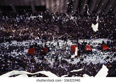 CIRCA 1986 - This Is A Ticker Tape Parade At Broadway And Wall Street Celebrating The Mets Becoming The World Champions. There Were About 2.2 Million People. It Took Place In The Canyon Of Heroes.