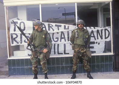 CIRCA 1992 - Armed National Guardsmen, South Central Los Angeles, California