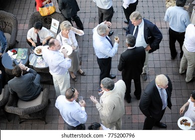 CIRCA November 2016,Kuala Lumpur Malaysia.Group Of Business Man At Outdoor Hi Tea Event.Outdoor Business Speed Networking Event View From Top.