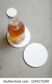 Circle Beer Coaster. Round Mat Mockup For Design.