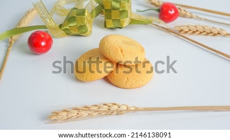 circle biscuits or bisquit on a white background. available in ramadan event and eid al fitr