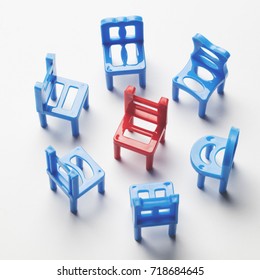 Circle Of Chairs With One Odd One Out