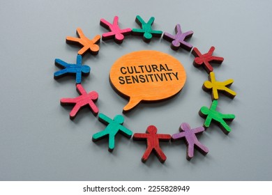 Circle from colorful figures and sign cultural sensitivity.