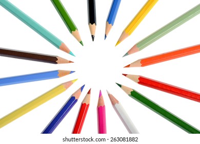 Circle Coloring Crayons Isolated On White Stock Photo 263081882 ...