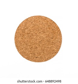 Circle Cork Board Isolated On White Background.