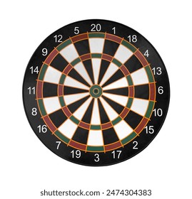 circle dart board The background is black with small white, green, red boxes and numbers indicating the score isolated on white background - Powered by Shutterstock