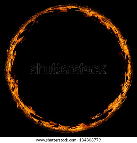 Circle of fire over black background