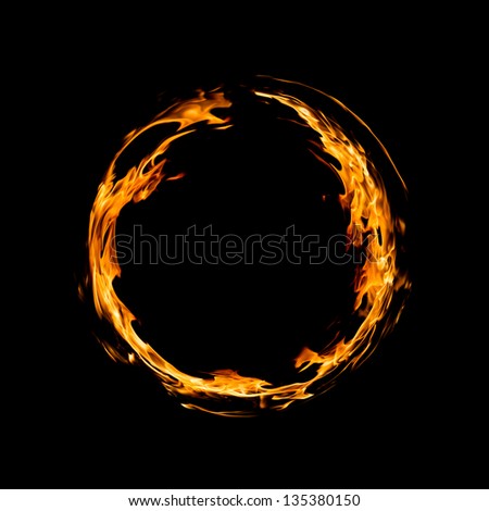 Circle of fire over black background
