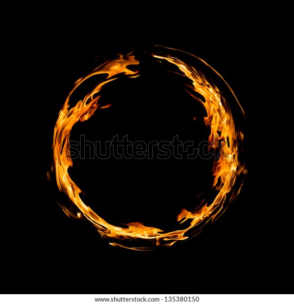 Circle Fire Over Black Background Stock Photo (Edit Now) 135380150