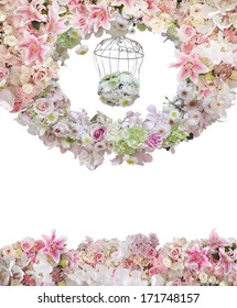 Circle Of Flower With Flower In Cage In The Middle Isolate On White Header Footer Cover Page