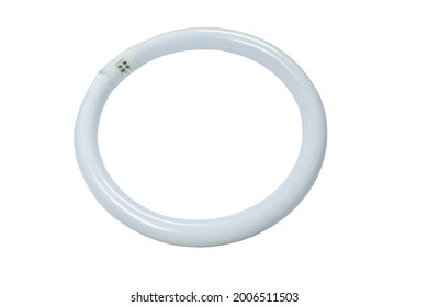 circle fluorescent electric lamp arranging on white background