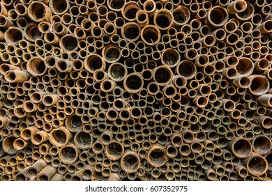 Circle in front of pipes pattern. Abstract background