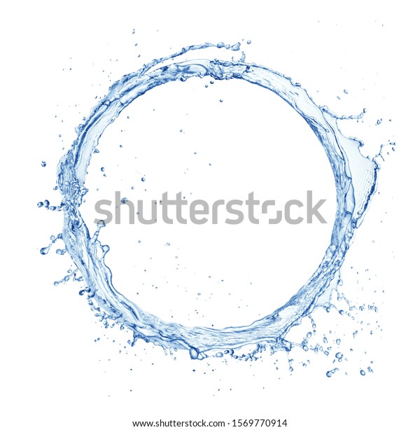 circle made of water splashes isolated on\
white background