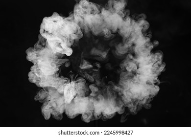 Circle made of white smoke on black background - Shutterstock ID 2245998427