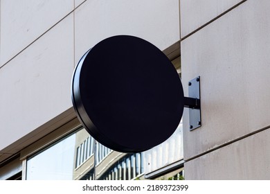 Circle mockup of street store template signboard