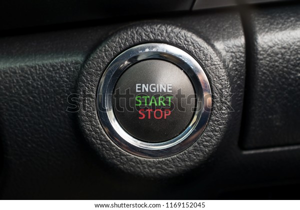 Circle push\
button for engine start and stop, start green front, stop red\
front, surrounding with chromium\
texture