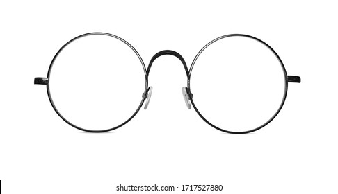 Circle vintage glasses. Round eyeglasses isolated on white