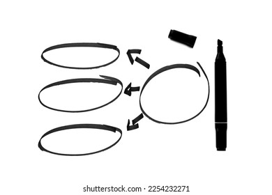 Circles and arrows with a black marker are drawn on a white background. - Powered by Shutterstock