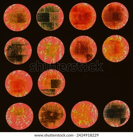 circles, square, motley circles, colored circles in a square, geometric pattern, red circle on a black background, background, abstraction, illustration, decorative square