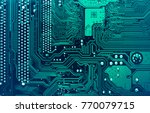 Circuit board. Electronic computer hardware technology. Motherboard digital chip. Tech science background. Integrated communication processor. Information engineering component.