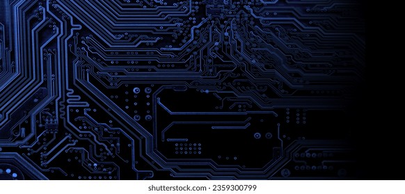 Circuit board. Electronic computer hardware technology. Motherboard digital chip. Computer components . Panoramic background