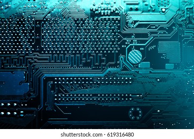 Circuit board. Electronic computer hardware technology. Motherboard digital chip. Tech science background. Integrated communication processor. Information engineering component.