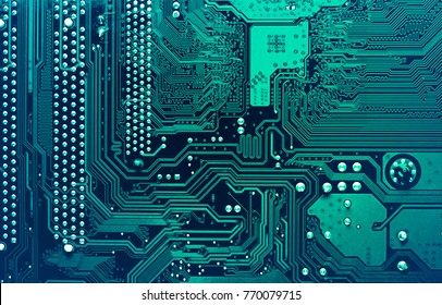 Circuit board. Electronic computer hardware technology. Motherboard digital chip. Tech science background. Integrated communication processor. Information engineering component. - Shutterstock ID 770079715
