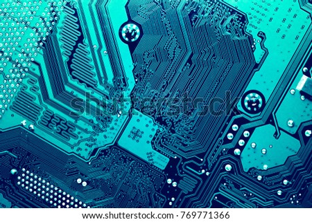 Circuit board. Electronic computer hardware technology. Motherboard digital chip. Tech science background. Integrated communication processor. Information engineering component.