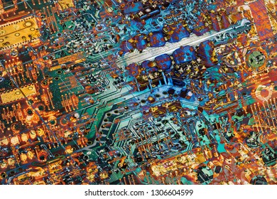 Circuit Board Multicolored Background