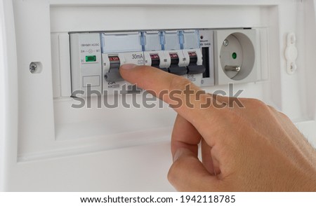 Circuit breaker board displays many switches - OFF