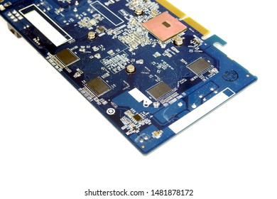 Circuite Board Video Card. Close-up Macro Wiew. Pc Components, Electronic Parts For Repair, Recovery And Service PC