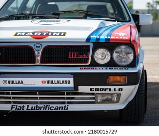 Circuito De Valencia, Cheste Ricardo Tormo, Spain; June 6, 2022: Nice Classic Group B Rally Car, It's A Martini Lancia Delta HF