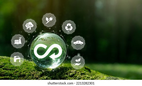 Circular economy concept.The concept of eternity, endless and unlimited, circular economy for future growth of business and environment sustainable.