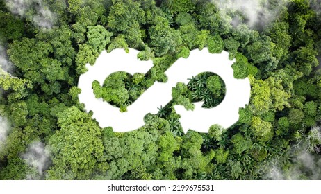 Circular economy icon. The concept of eternity, endless and unlimited, circular economy for future growth of business and environment sustainable on nature background. - Shutterstock ID 2199675531
