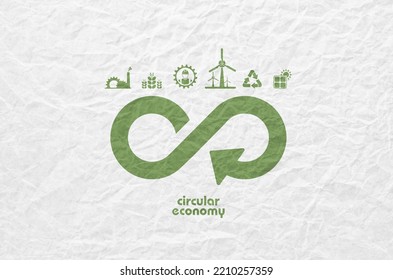 circular economy icons on paper background - Shutterstock ID 2210257359