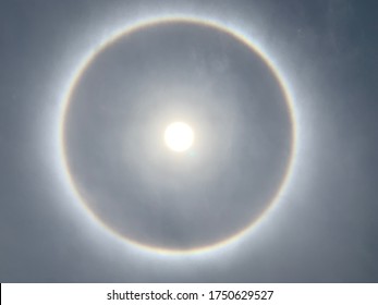 A Circular Halo Around The Sun , Natural Light  Phenomena Around The Sun