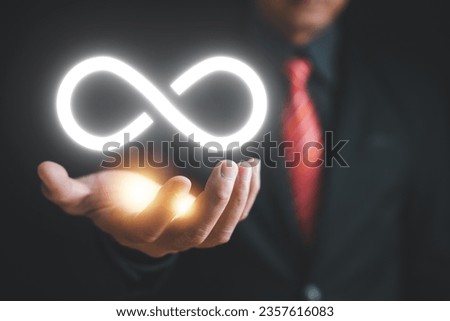Circular infinity symbol on dark background, symbolizing circular economy and infinite possibilities. Strategy of sustainable investment, banking, and financial growth. technology infinity data
