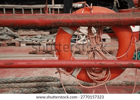 Circular Life Jacket on the cargo ship
                              