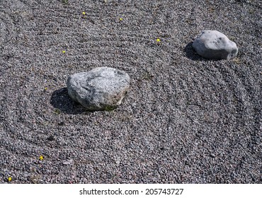 Circular Line In Feng Shui Garden Zen Stones On A Background Of Small Pebbles