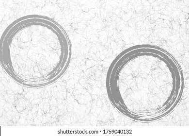 circular pattern of handwritten brush on Japanese rice paper 